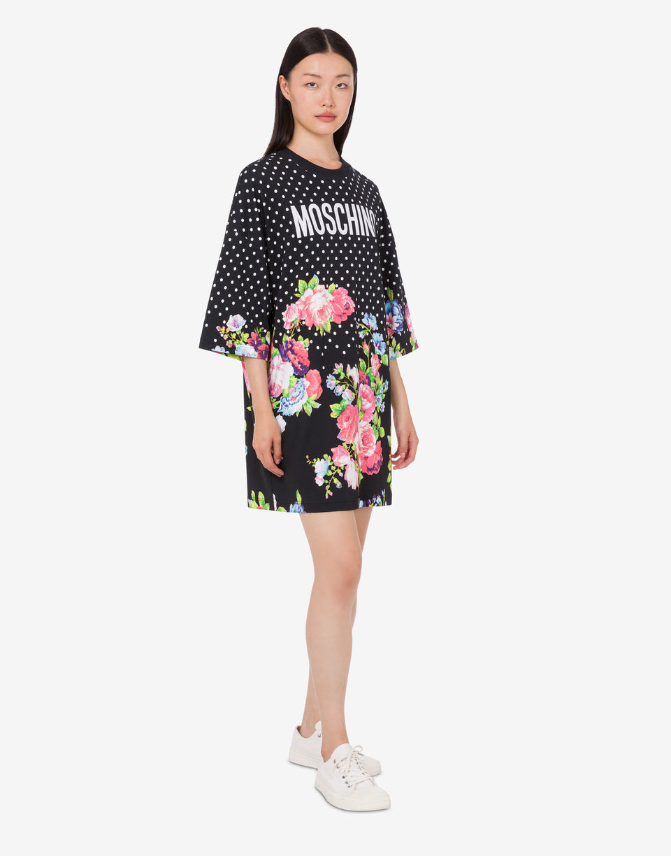 印花厚棉布连衣裙  黑色 Moschino 0