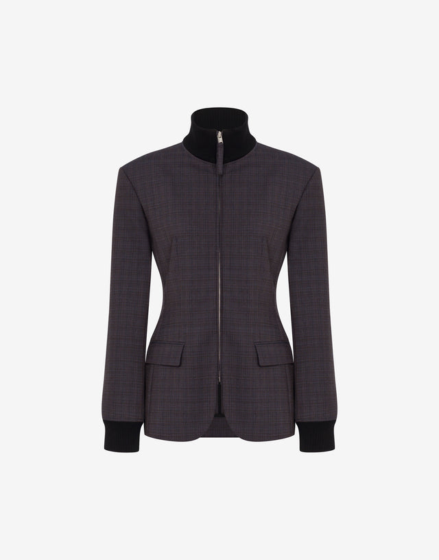 Stretch wool blend cloth jacket Dark brown Moschino 0