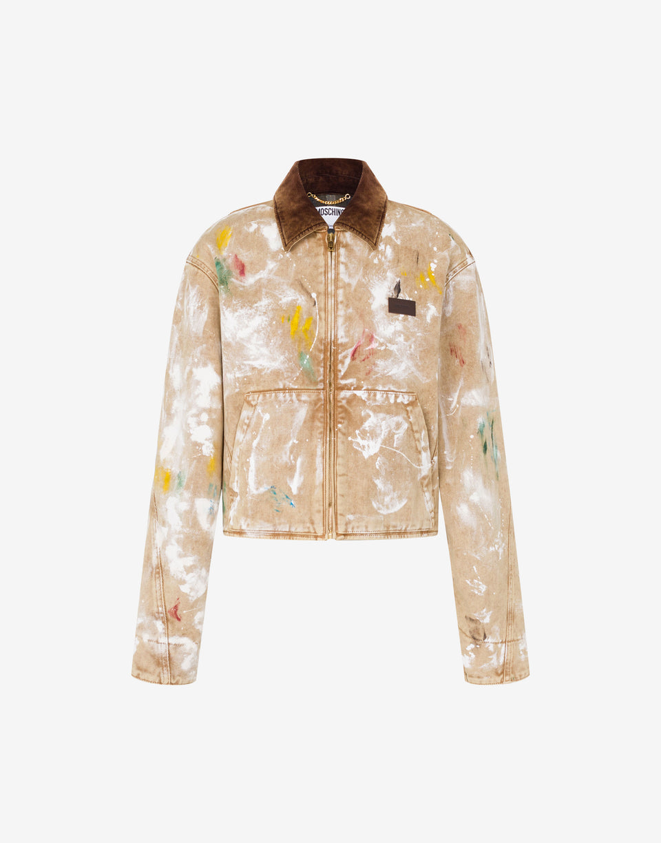 印花棉公牛夹克 米色 Moschino 0