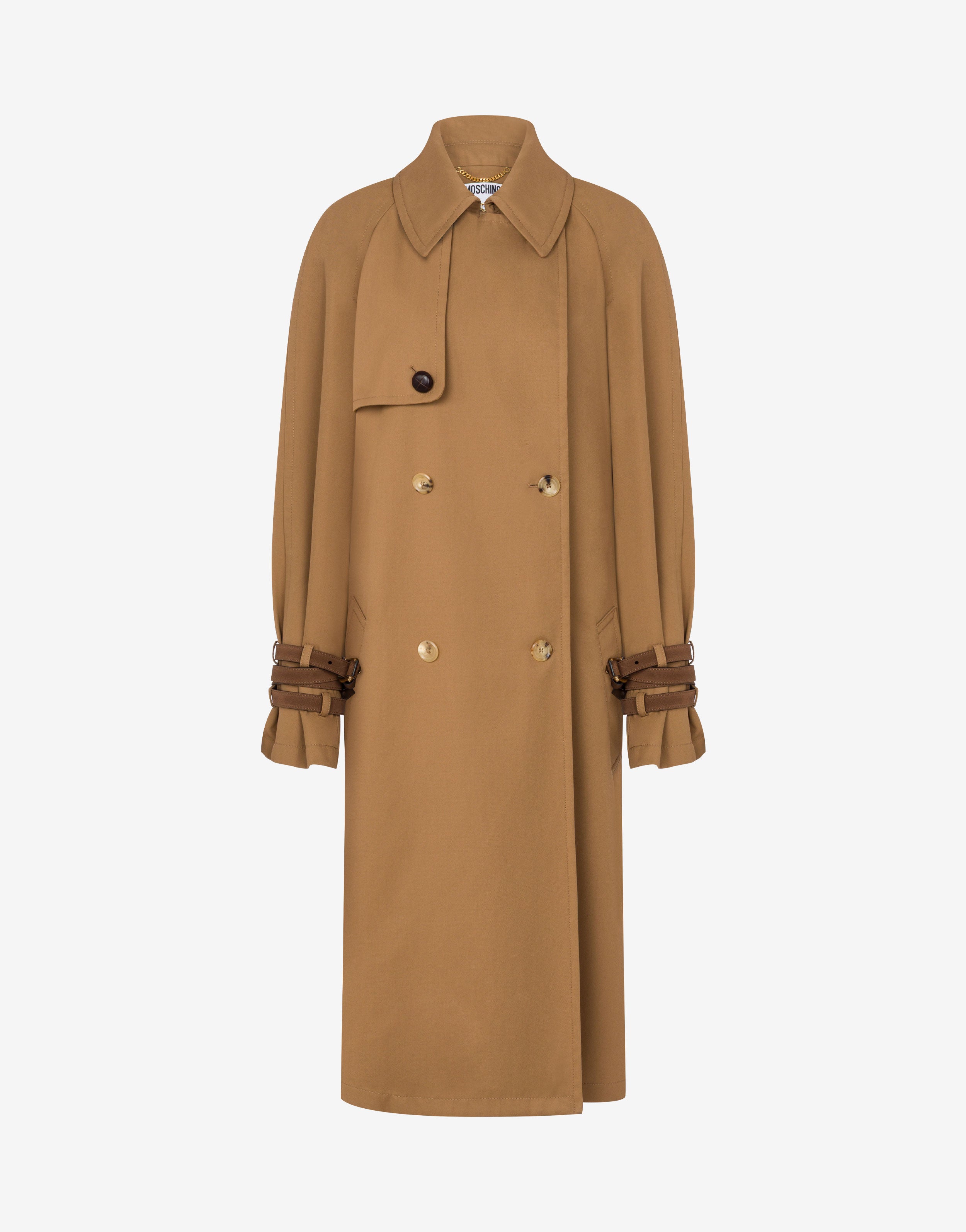 Cotton blend gabardine trench coat