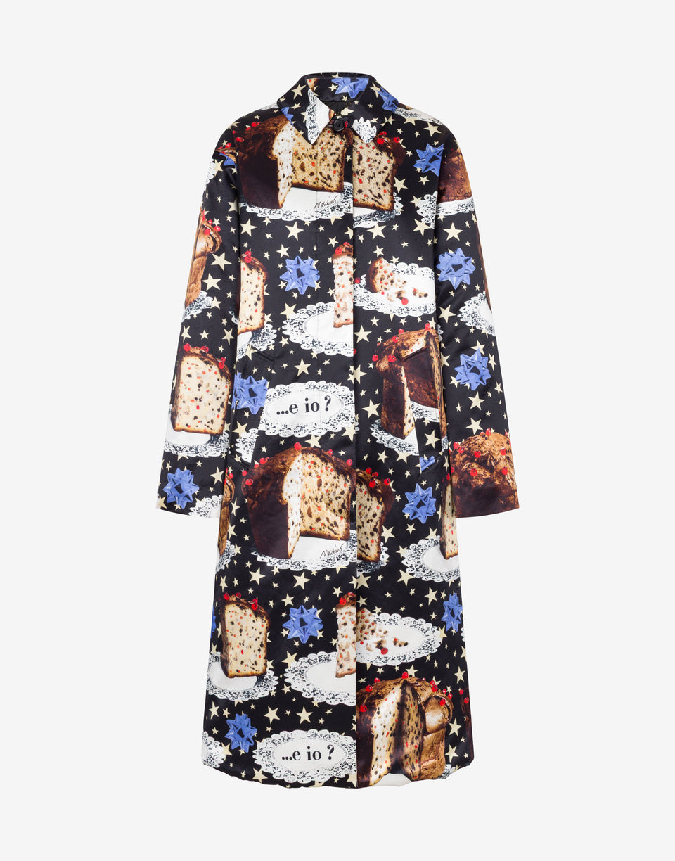Printed cotton blend coat Multicoloured Moschino 0