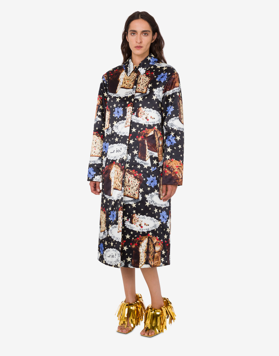 Printed cotton blend coat Multicoloured Moschino 0