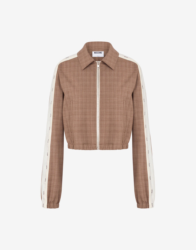 Stretch wool blend cloth jacket Brown Moschino 0