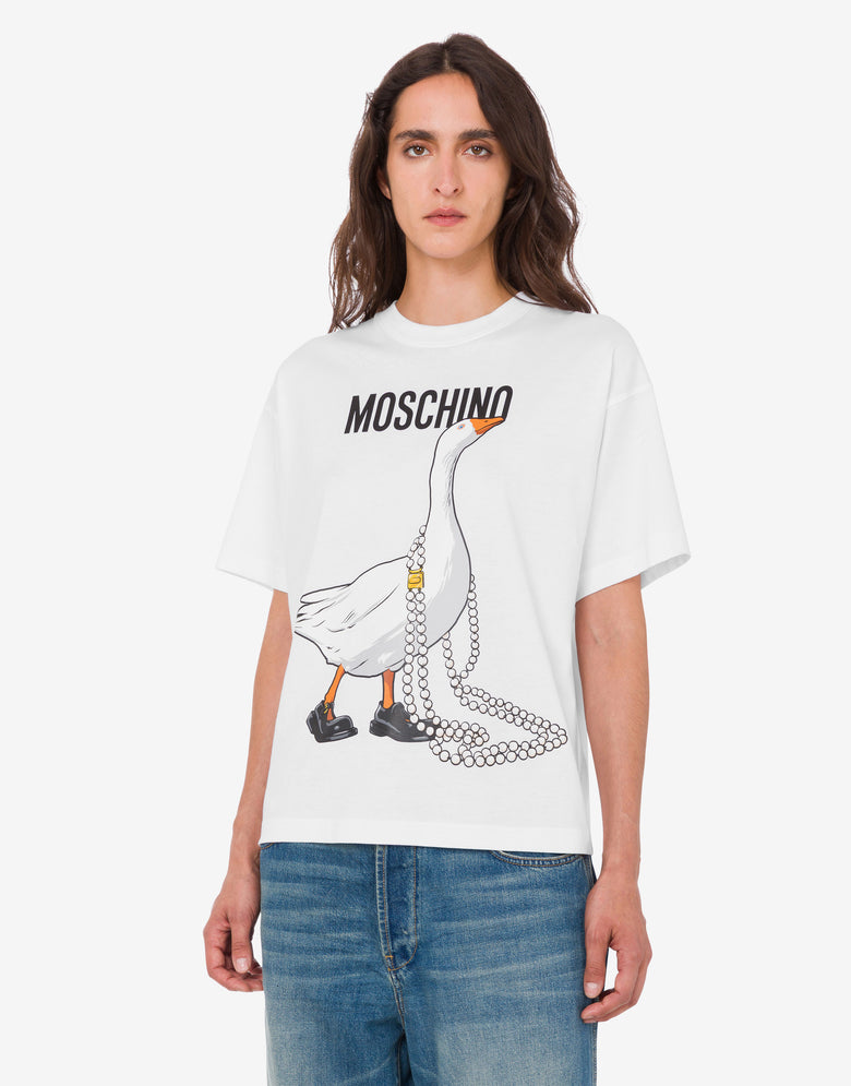 大鹅有机棉针织 T 恤 白色 Moschino 2