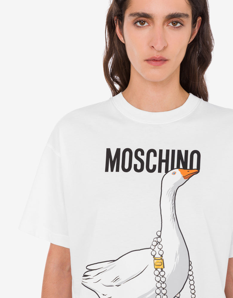 大鹅有机棉针织 T 恤 白色 Moschino 1