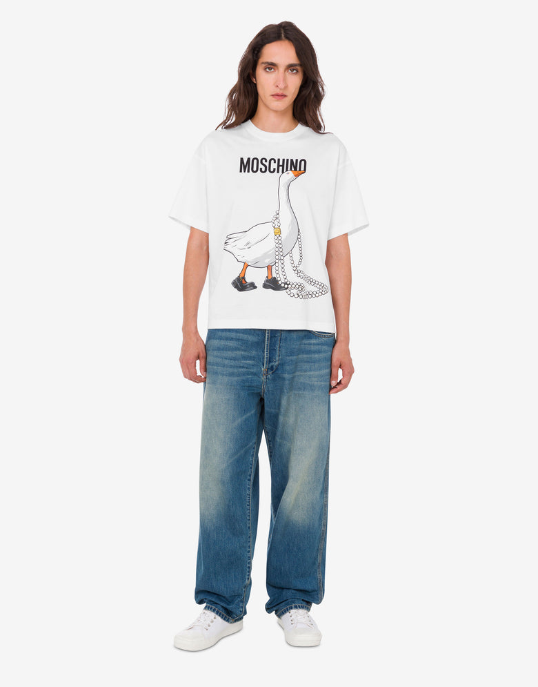 大鹅有机棉针织 T 恤 白色 Moschino 2