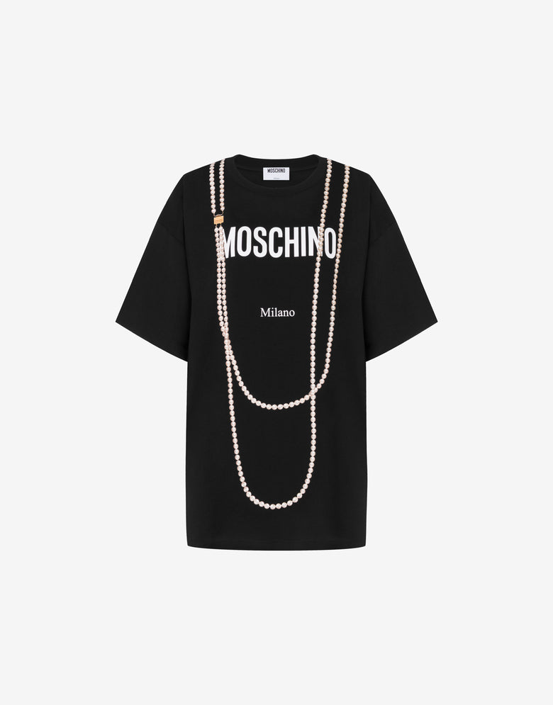 印花有机棉针织 T 恤 黑色 Moschino 4