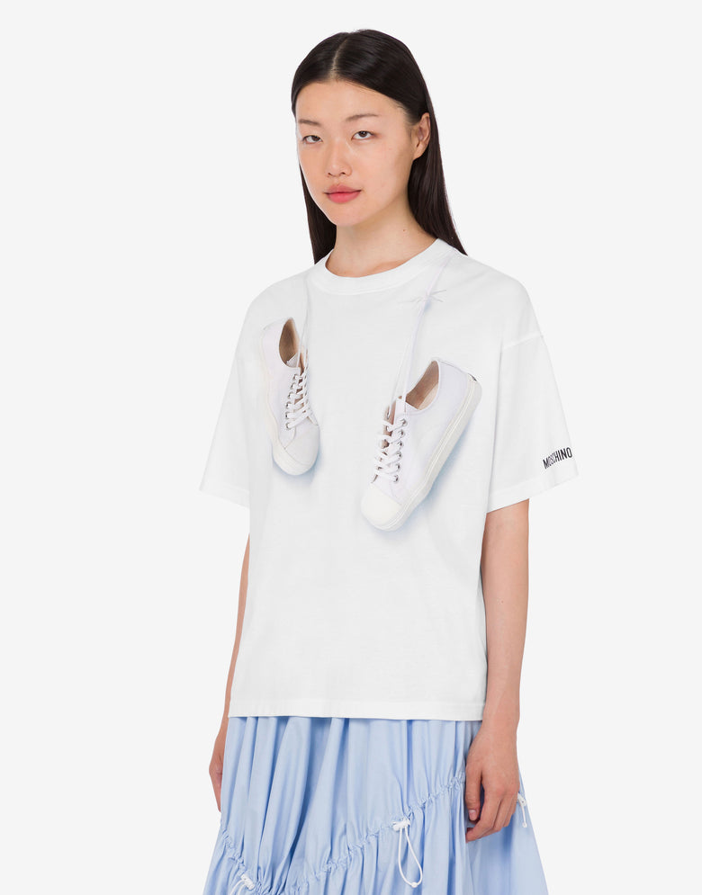 印花有机棉针织 T 恤 白色 Moschino 2