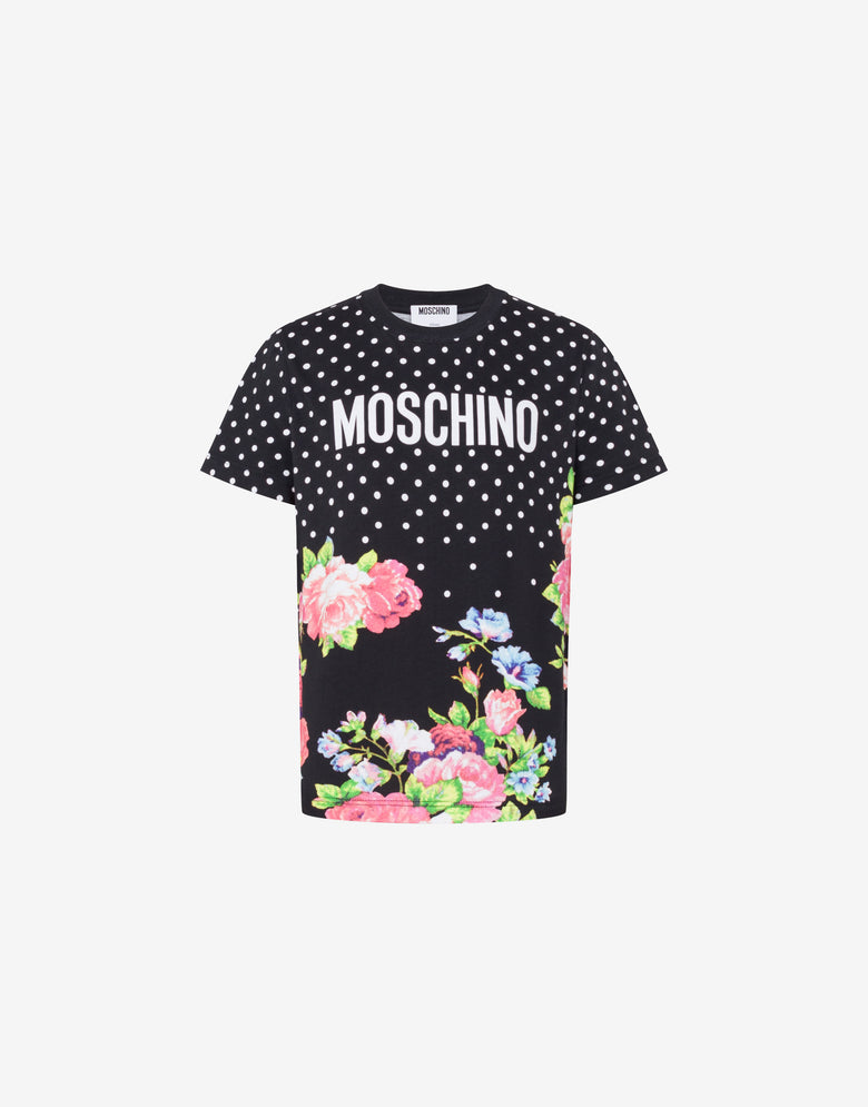印花有机棉针织 T 恤 黑色 Moschino 4