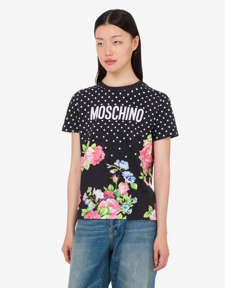 印花有机棉针织 T 恤 黑色 Moschino 2