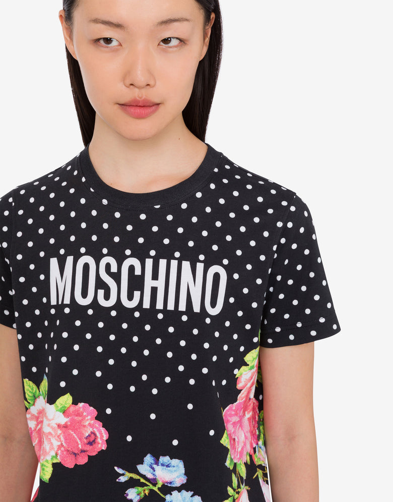 印花有机棉针织 T 恤 黑色 Moschino 4