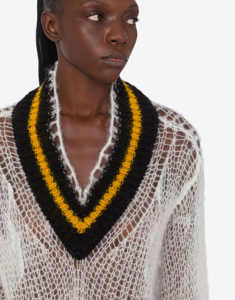 羊驼绒混纺套头衫 白色 Moschino 4