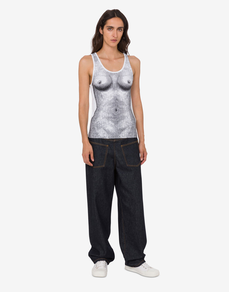 Printed stretch cotton jersey top White Moschino 2