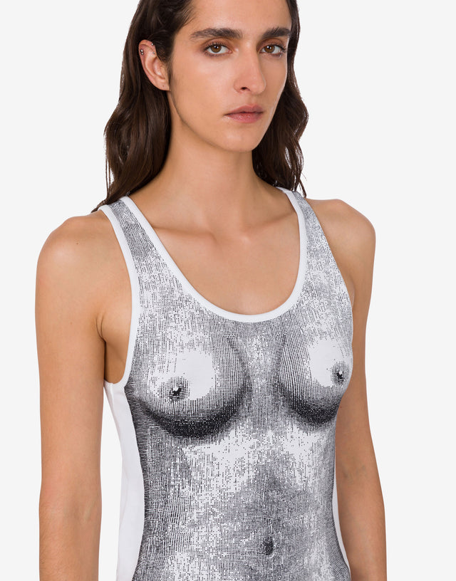 Printed stretch cotton jersey top White Moschino 1