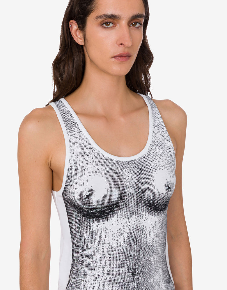 Printed stretch cotton jersey top White Moschino 1