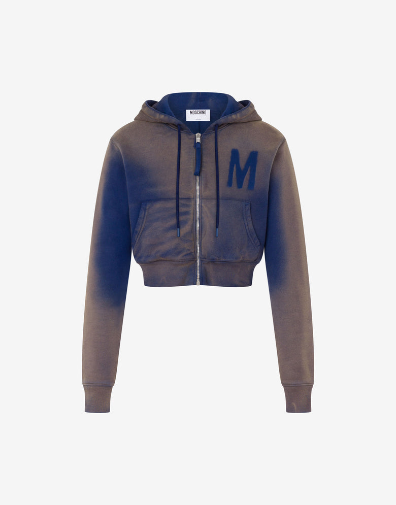 Sudadera crop estampada de algodón orgánico Azul oscuro Moschino 4