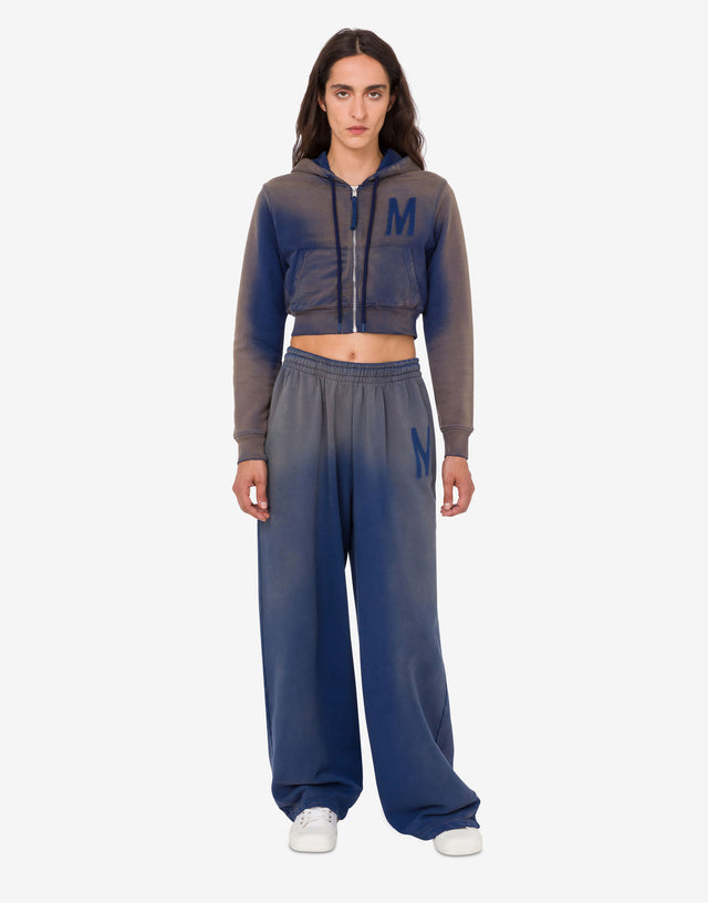 Sudadera crop estampada de algodón orgánico Azul oscuro Moschino 1