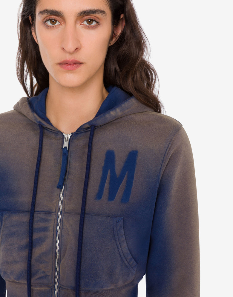 Sudadera crop estampada de algodón orgánico Azul oscuro Moschino 3