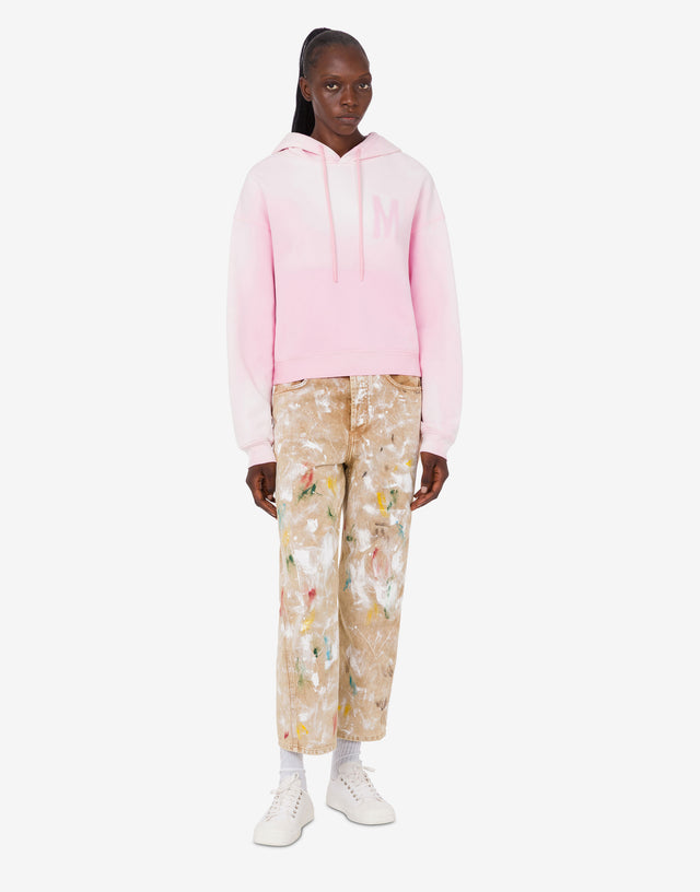 Sudadera estampada de algodón orgánico Rosa pastel Moschino 1