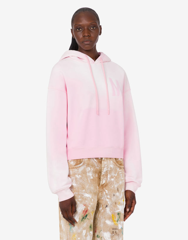 Sudadera estampada de algodón orgánico Rosa pastel Moschino 0