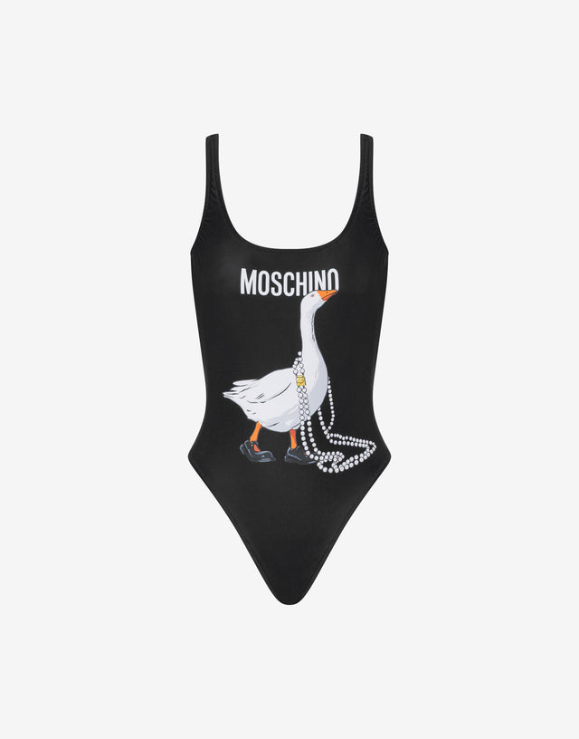 Bañador de una pieza de Lycra Goose Negro Moschino 0