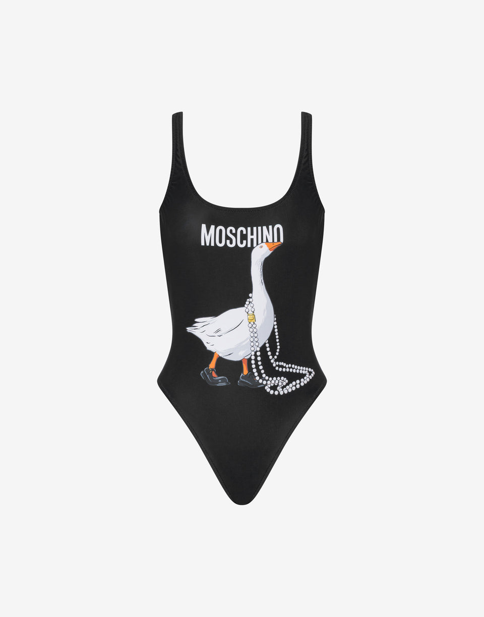 Goose lycra one-piece swimsuit Black Moschino 0