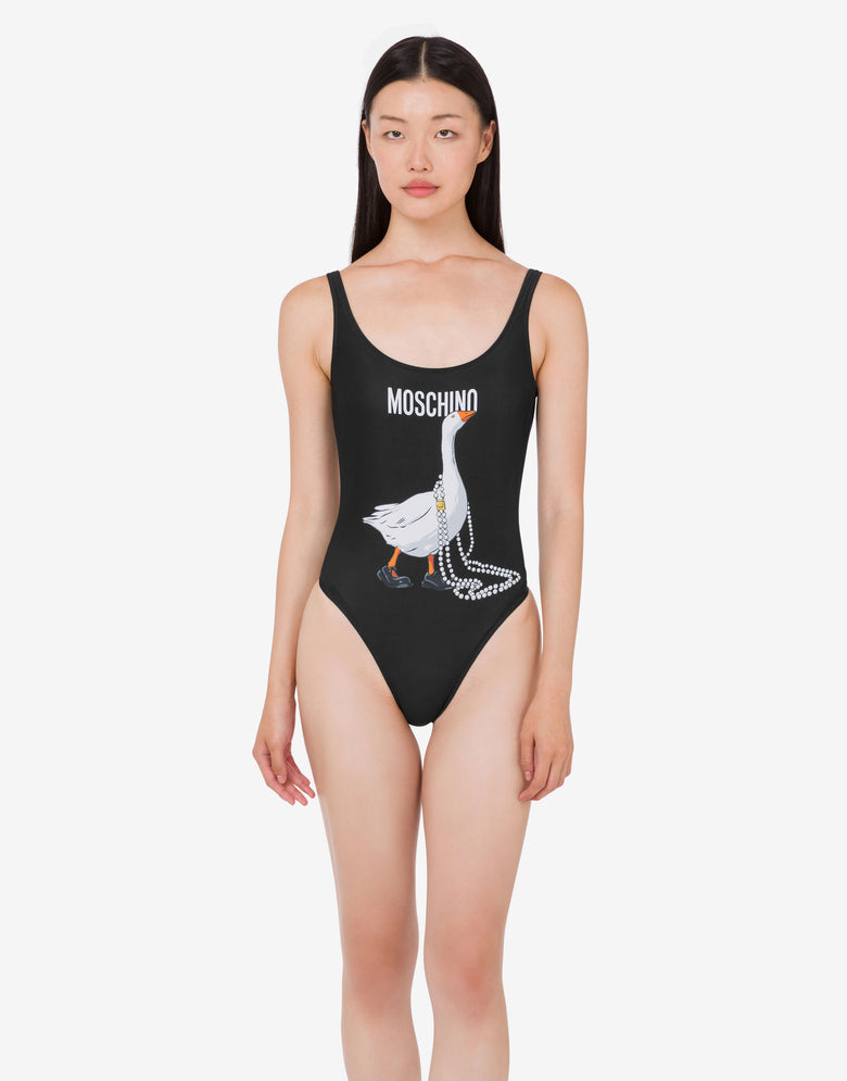 Goose lycra one-piece swimsuit Black Moschino 1