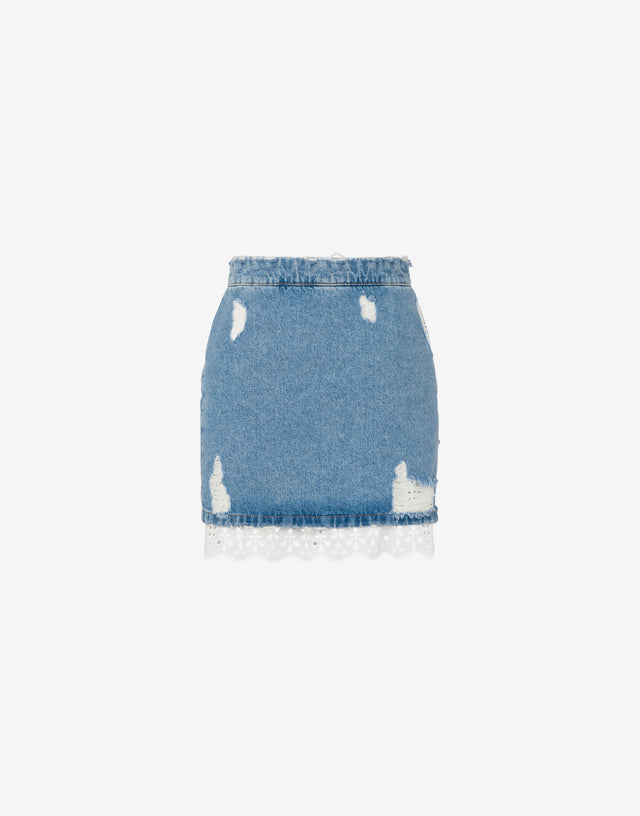 Minifalda de denim de algodón Blue Denim Moschino Jeans 0