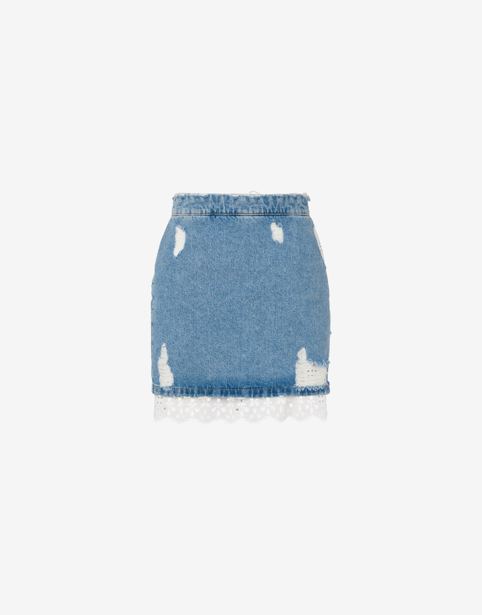 棉质牛仔迷你裙 蓝色牛仔布 Moschino Jeans 0