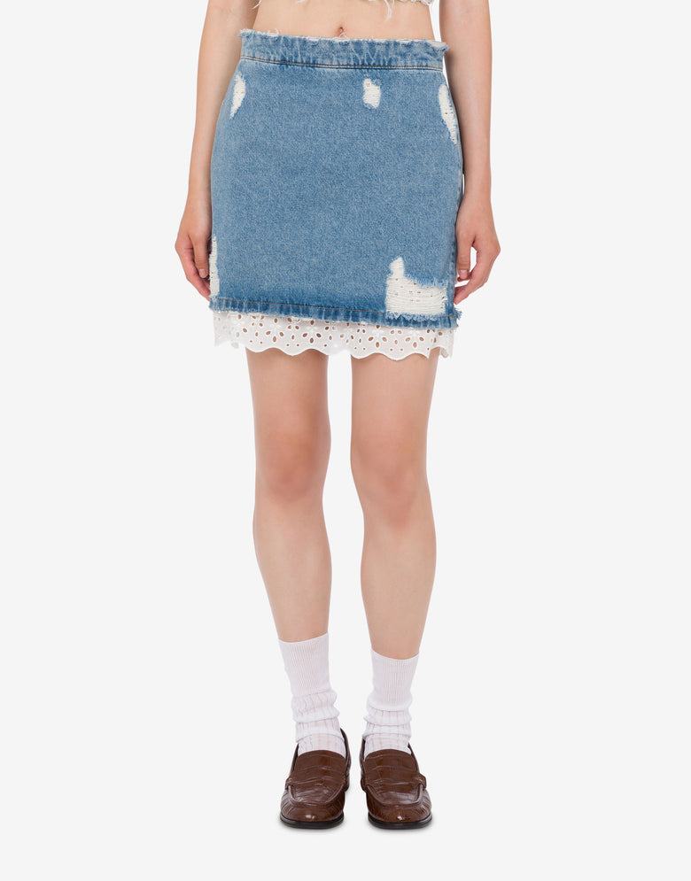 棉质牛仔迷你裙 蓝色牛仔布 Moschino Jeans 1