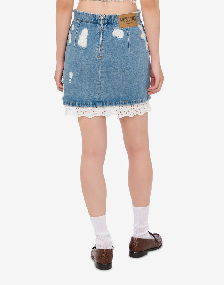 棉质牛仔迷你裙 蓝色牛仔布 Moschino Jeans 2