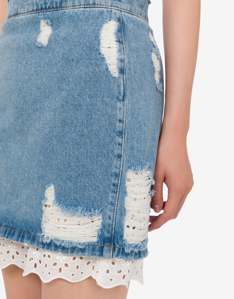 棉质牛仔迷你裙 蓝色牛仔布 Moschino Jeans 3