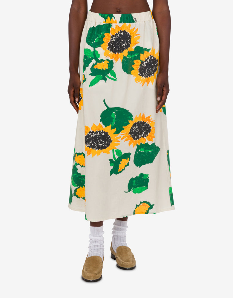 印花棉府绸半身裙 白色 Moschino Jeans 1