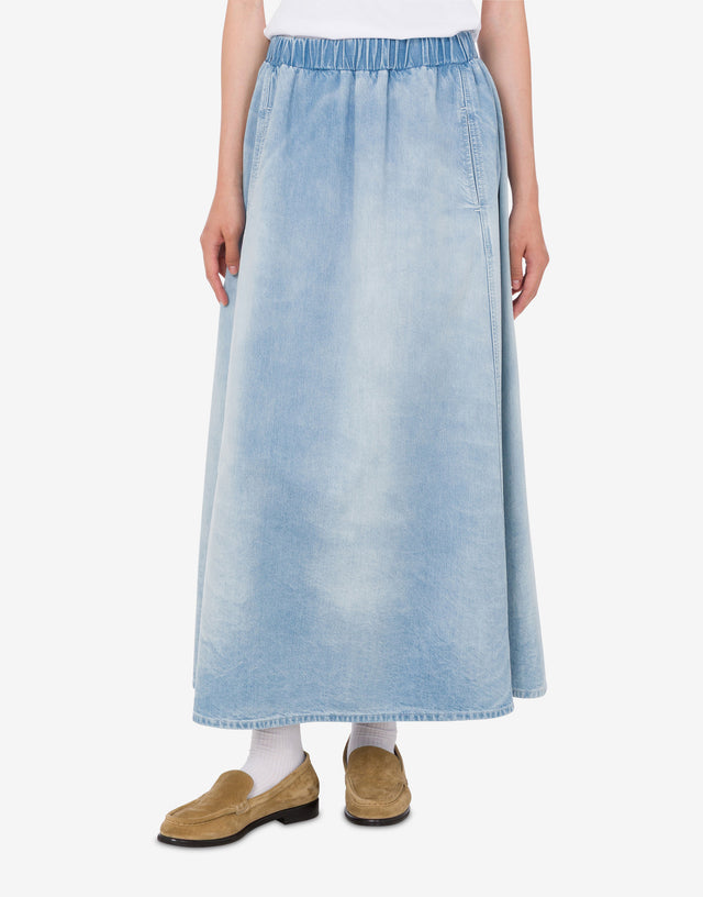 Falda de denim de algodón ligero Blue Denim Moschino Jeans 1