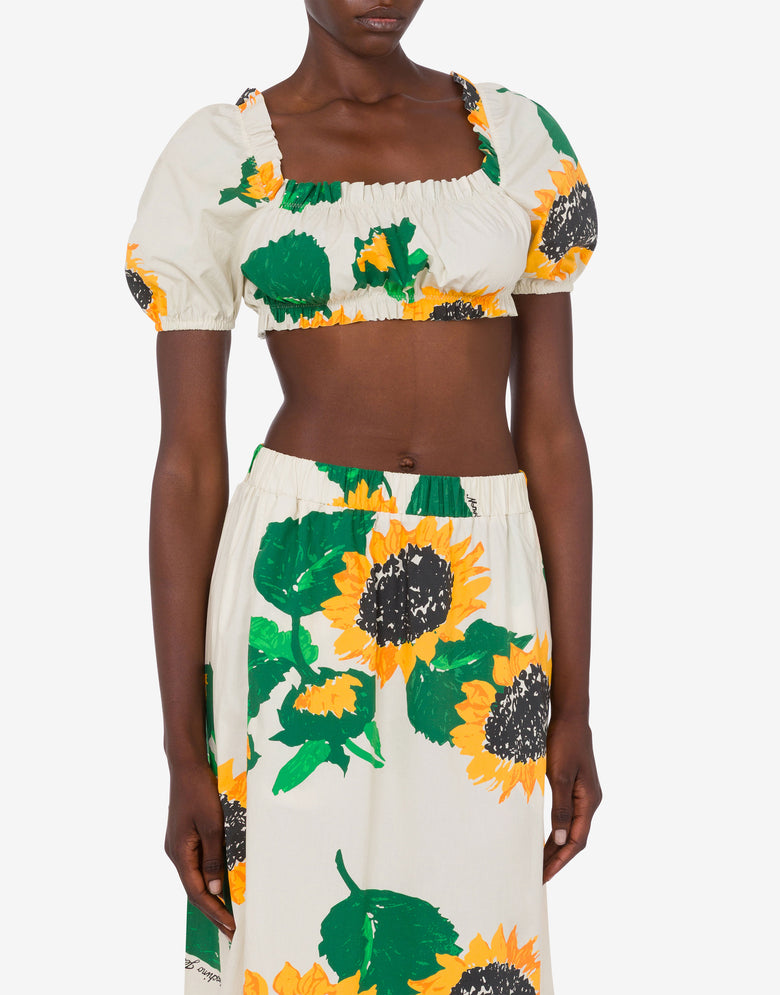 印花棉府绸短款上衣 白色 Moschino Jeans 1