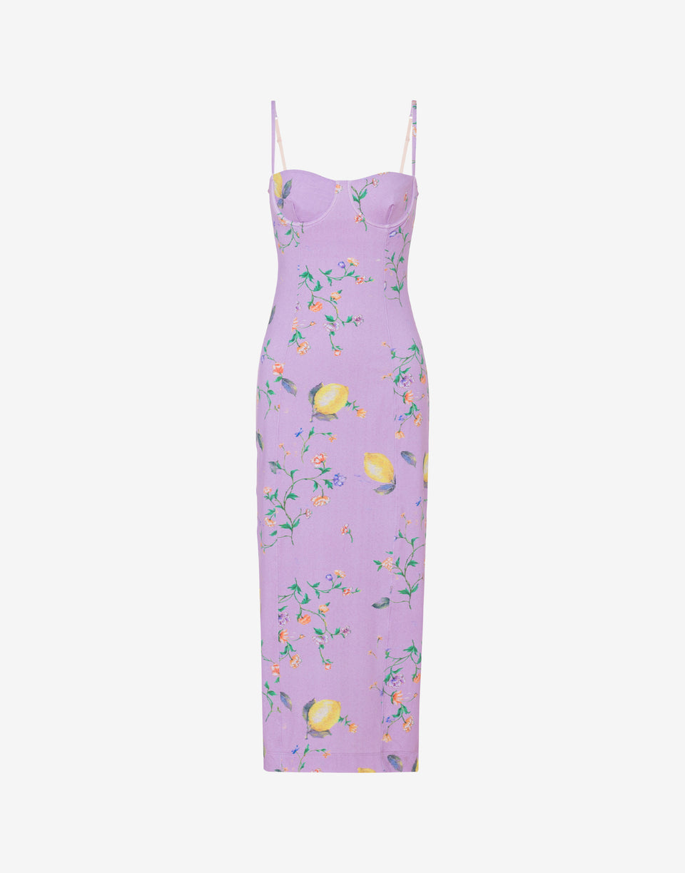 Printed technical jersey dress Light purple Moschino Jeans 0