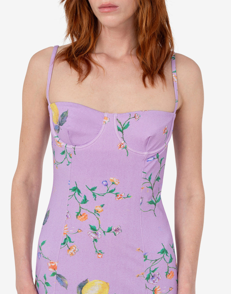 Printed technical jersey dress Light purple Moschino Jeans 3