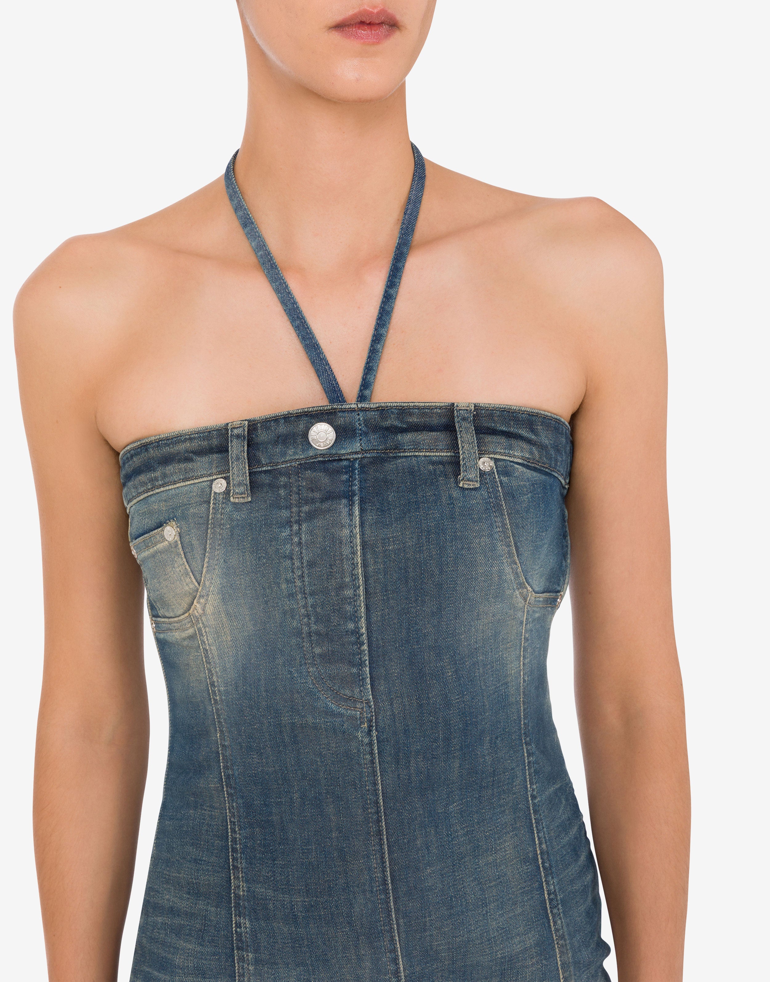 MOSCHINO JEANS フード付き デニム ブルゾン Cotton denim biker jacket Moschino Jeans | Moschino
