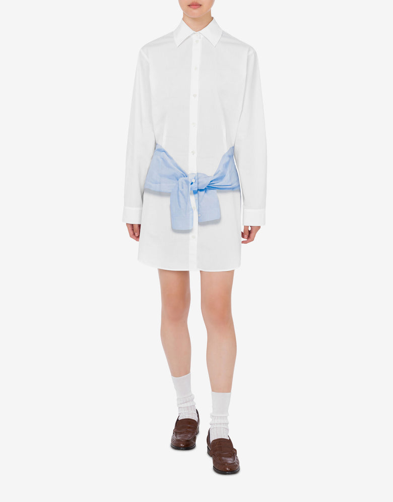 Vestido de popelín de algodón estampado Blanco Moschino Jeans 1