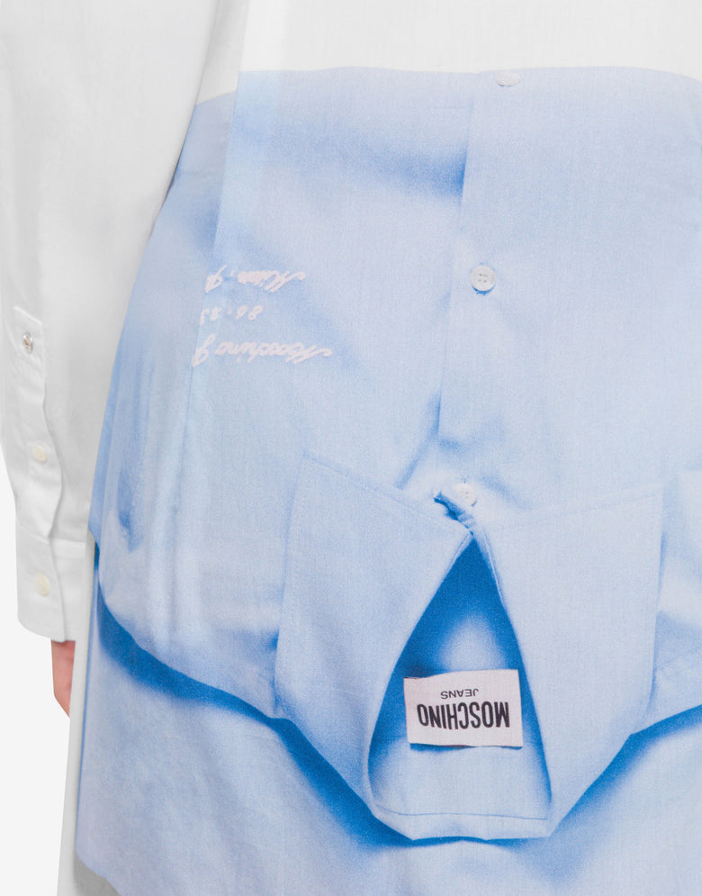 Vestido de popelín de algodón estampado Blanco Moschino Jeans 3