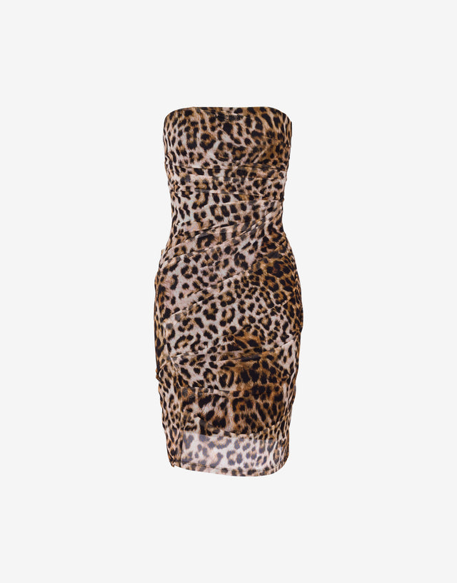 印花网眼连衣裙 棕色 Moschino Jeans 0