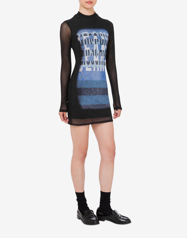 印花网眼连衣裙 黑色 Moschino Jeans 1