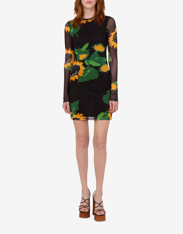 Printed mesh dress Black Moschino Jeans 1