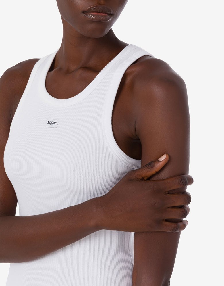 Vestido de algodón elástico  Blanco Moschino Jeans 3