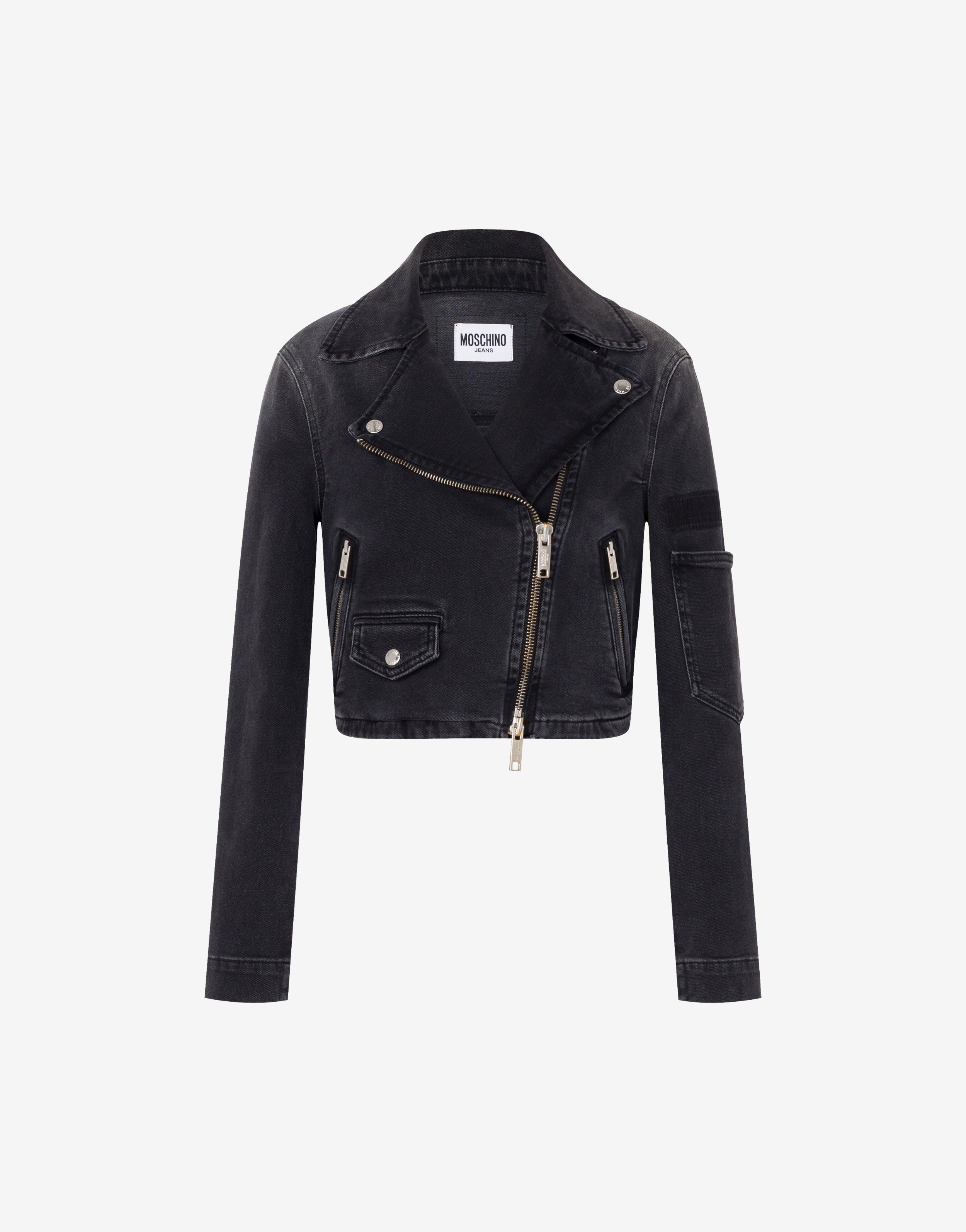 Chaqueta motera de denim elástico