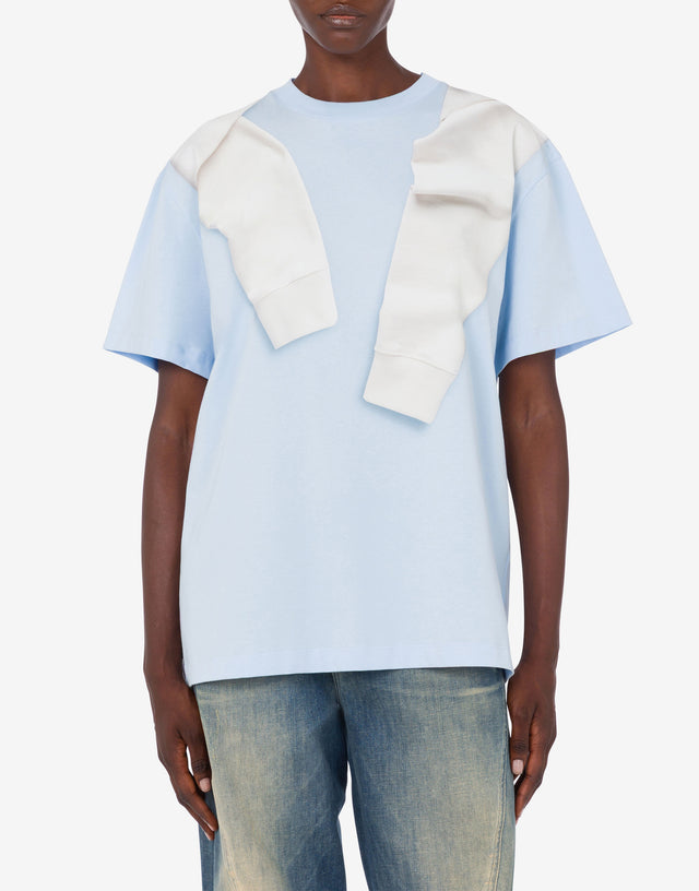 Printed cotton jersey T-shirt Azure Moschino Jeans 1