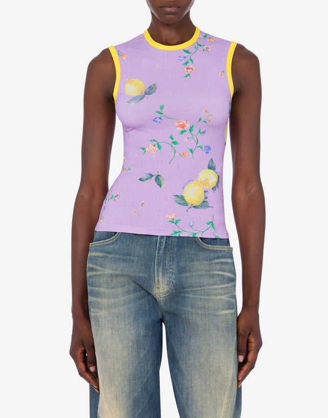 Printed technical jersey top Light purple Moschino Jeans 1