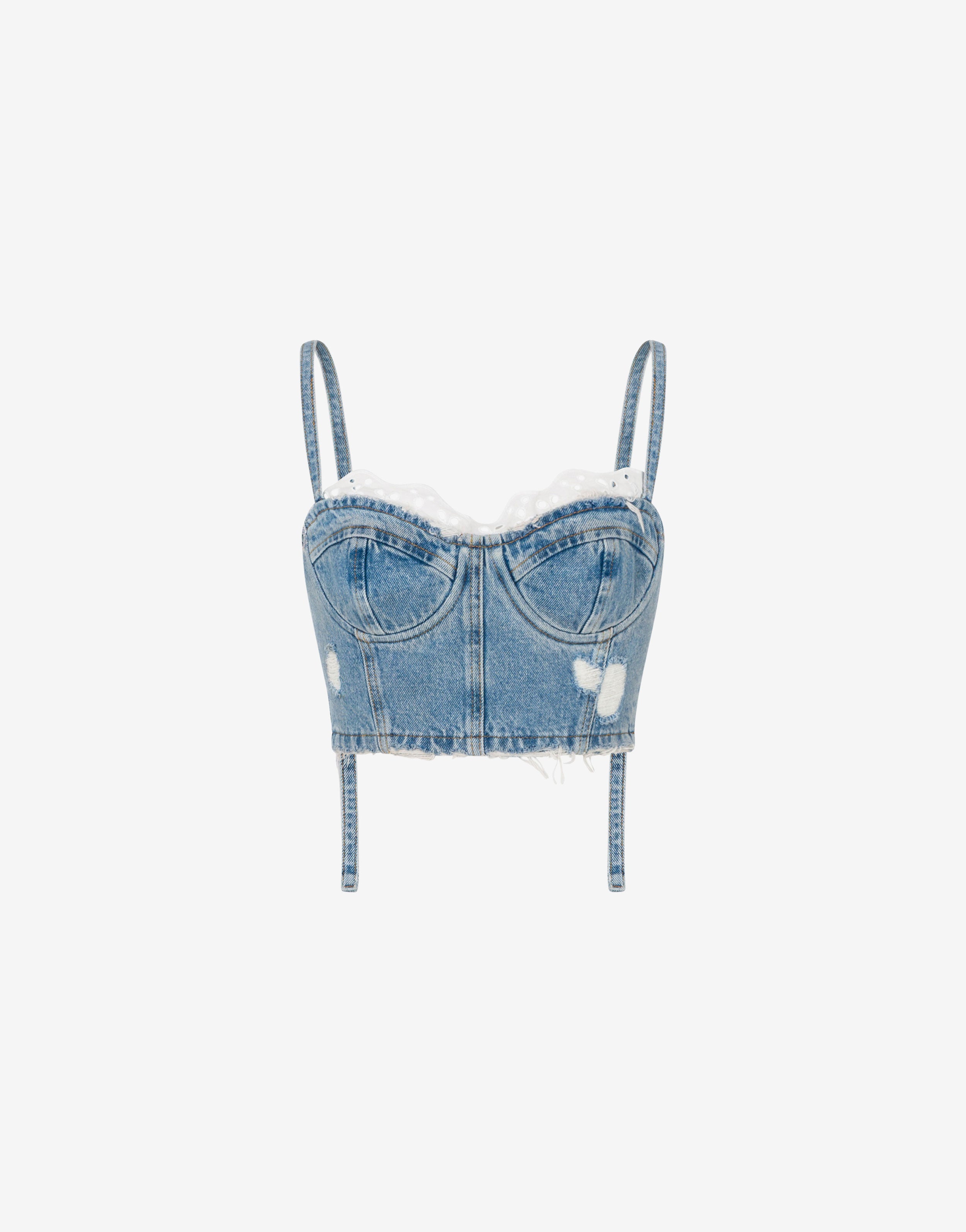 Cotton denim crop top Moschino Jeans | Moschino