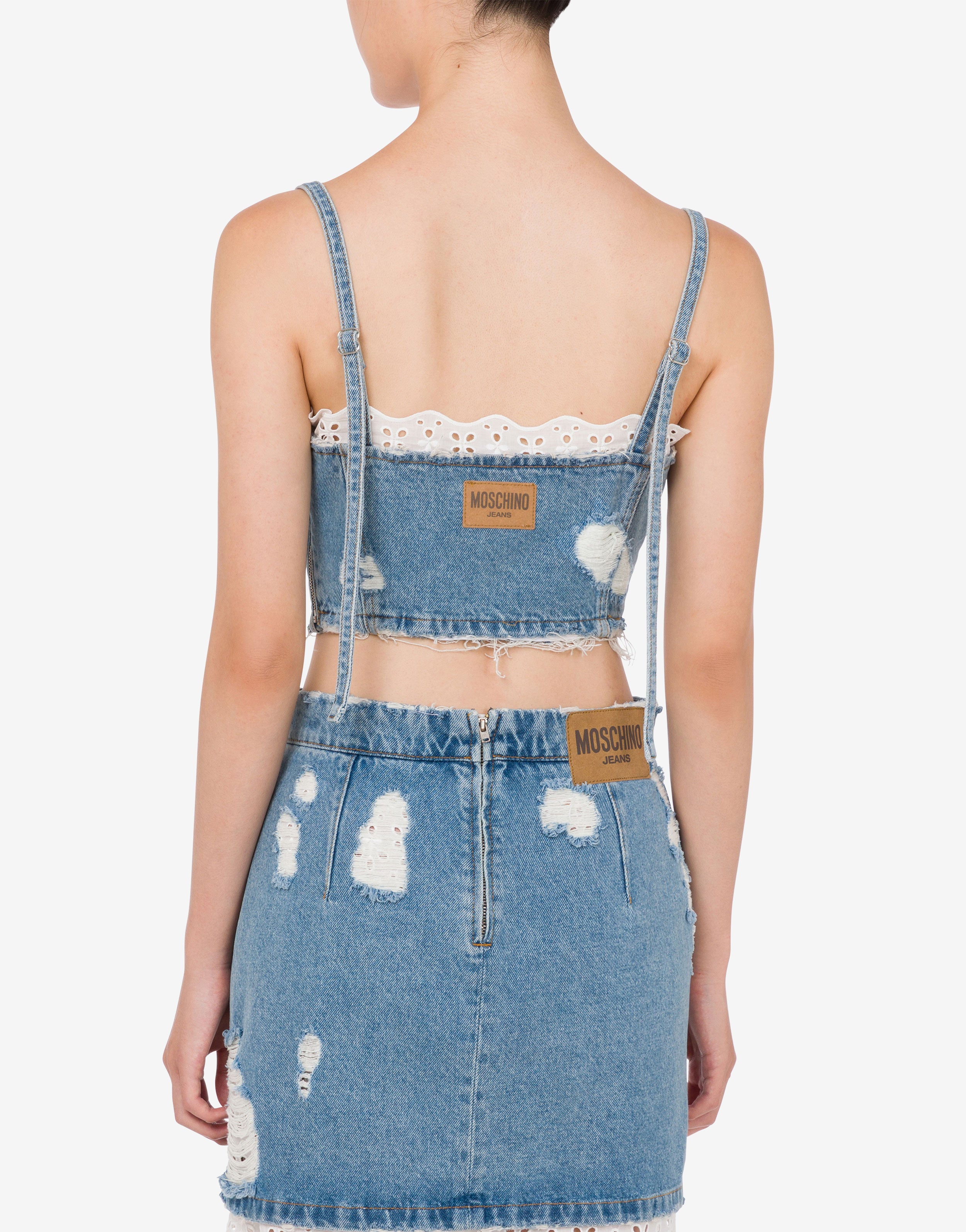 Cotton denim crop top Moschino Jeans | Moschino