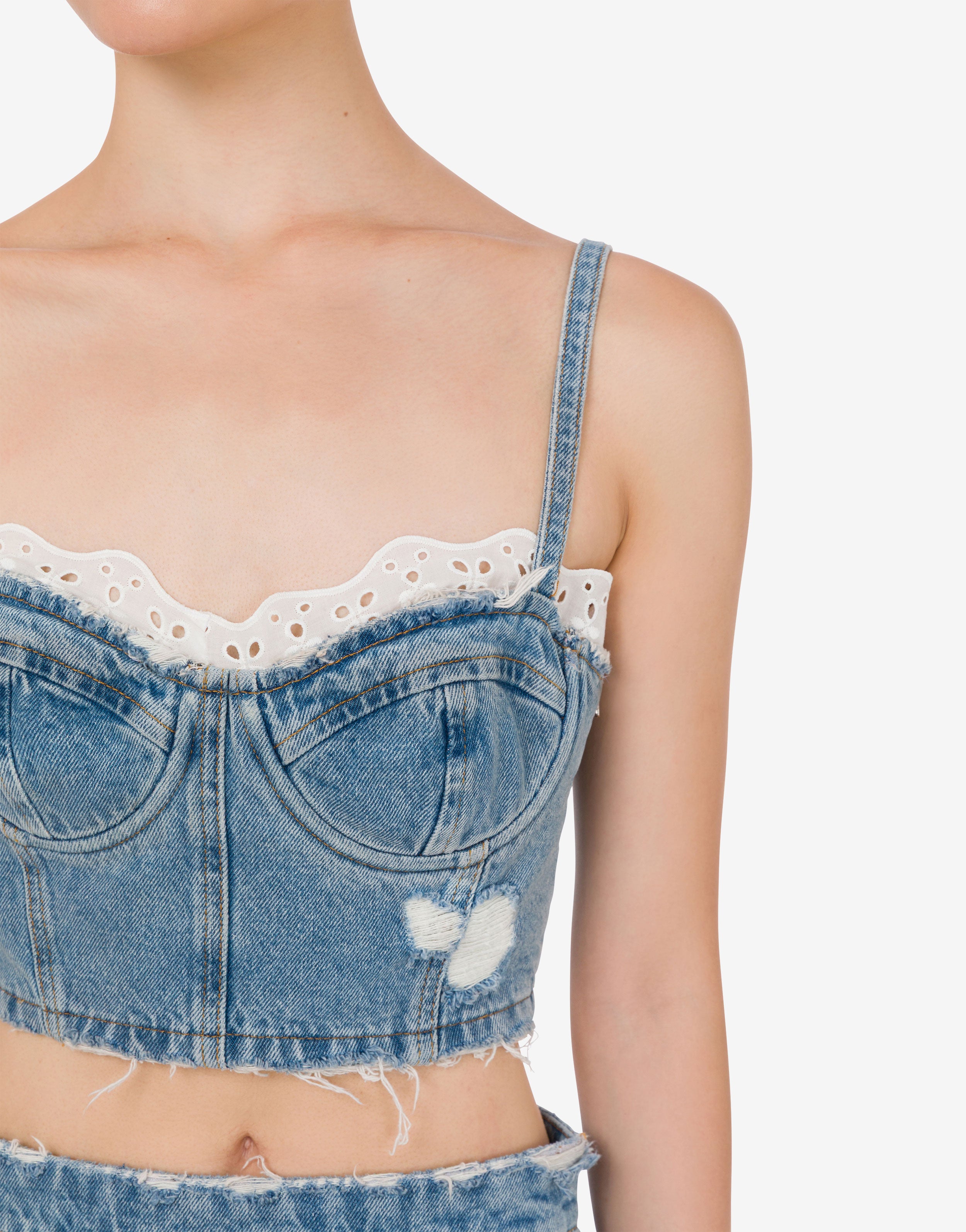 Cotton denim crop top Moschino Jeans | Moschino